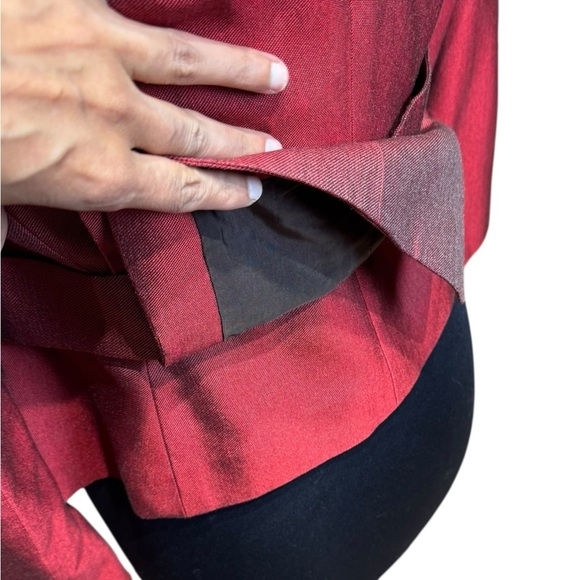 Akris Red Silk Cashmere Blend Tailored Blazer Swiss Luxury Minimalist Size 6 - Picture 7 of 12